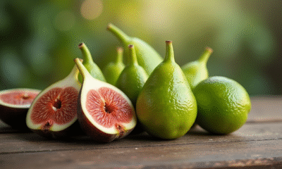 Figues fraîches feijoas et finger limes sur une table en bois