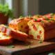 Gâteau salé aux poivrons et chorizo fraîchement cuit