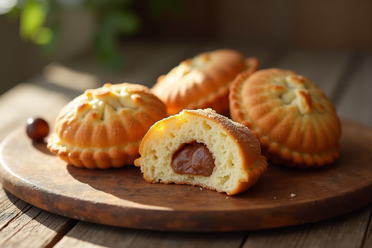 Gâteau Joconde aux noisettes tranché sur table en bois