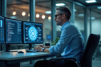 Ingénieur en intelligence artificielle au bureau moderne