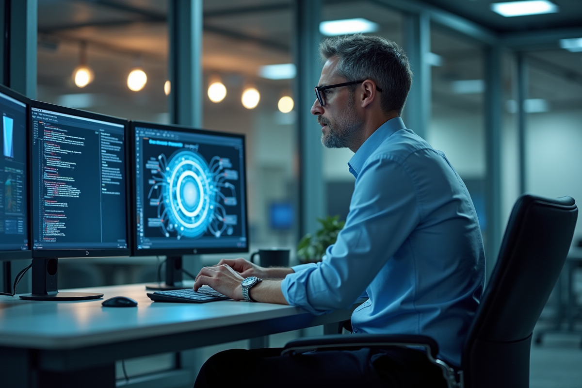 Ingénieur en intelligence artificielle au bureau moderne