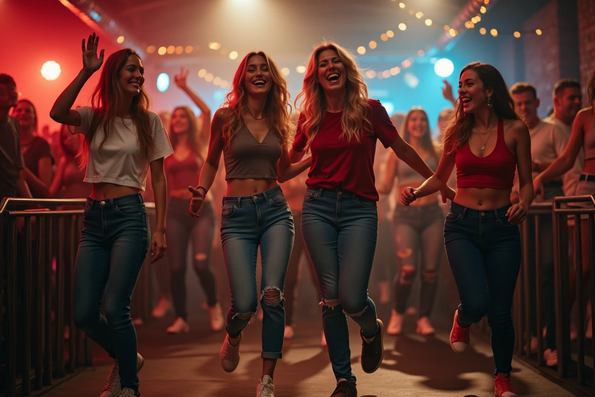 Groupe de jeunes adultes dansant dans un club branché