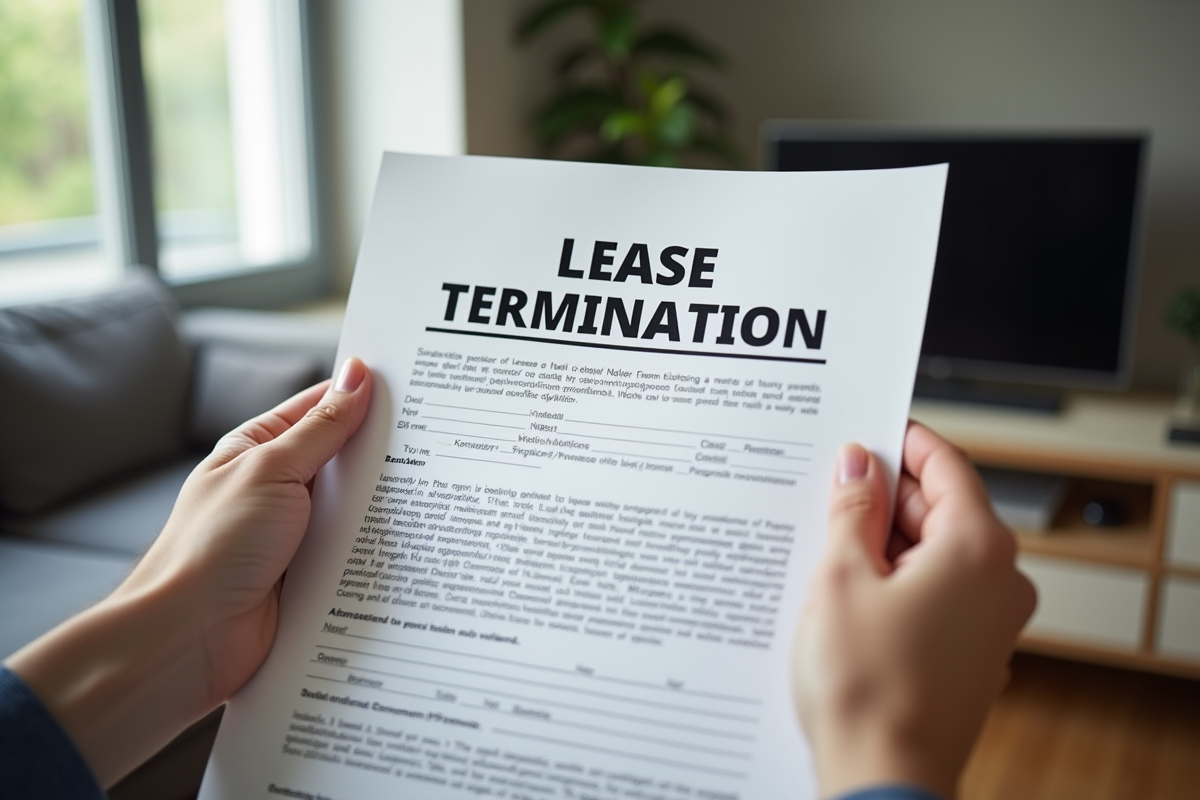 Mains tenant un avis de résiliation de bail appose un tampon