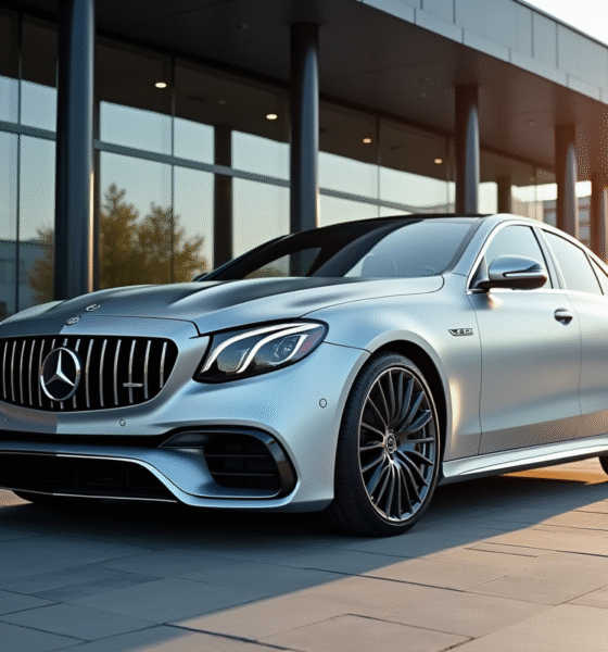 Voiture Mercedes-Benz luxueuse devant un concessionnaire au Luxembourg