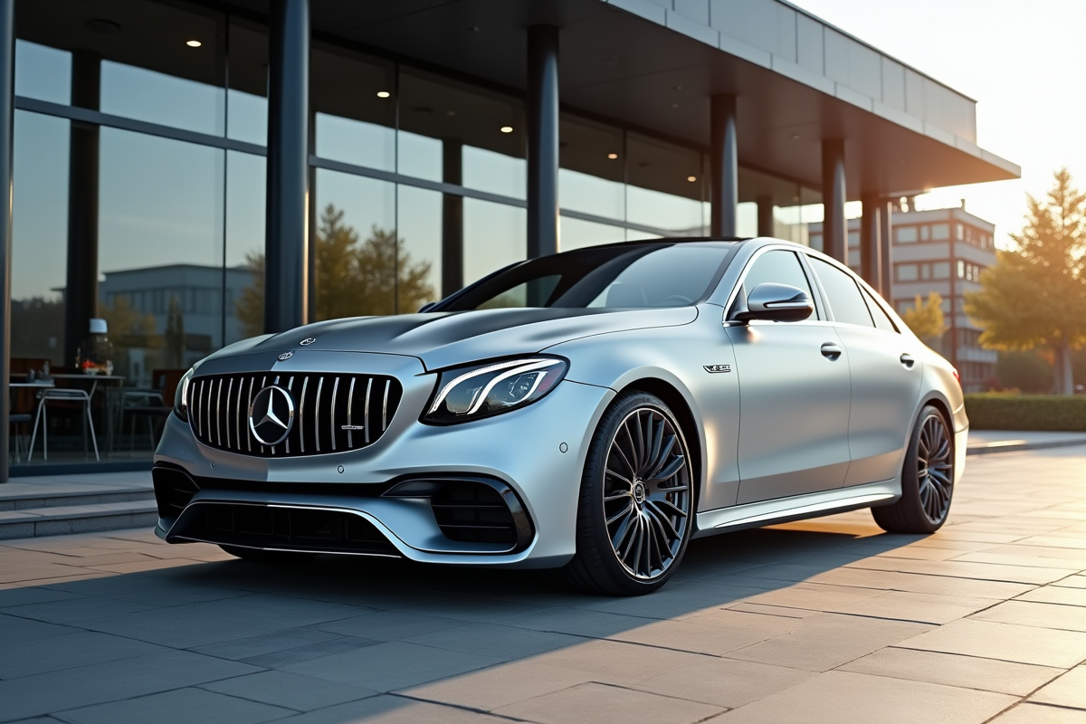 Voiture Mercedes-Benz luxueuse devant un concessionnaire au Luxembourg