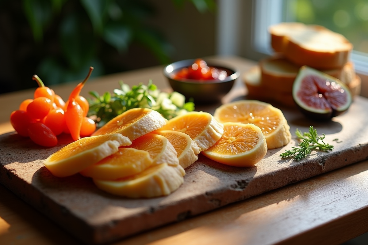 Plateau rustique avec foie gras et figues fraîches